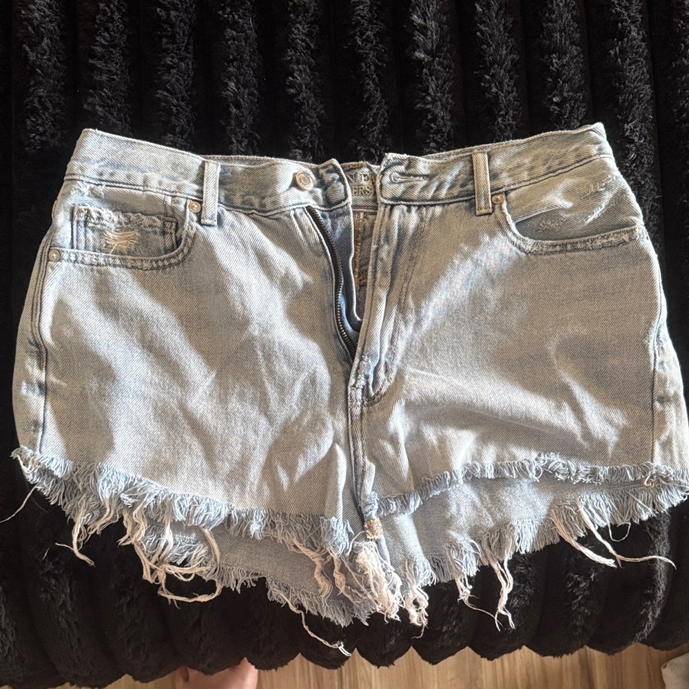 American Eagle Outfitters Light Blue High Waist Denim Shorts